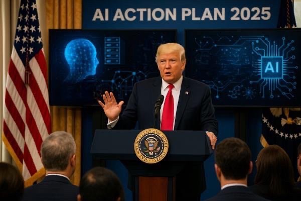 Trump AI Action Plan press conference backdrop