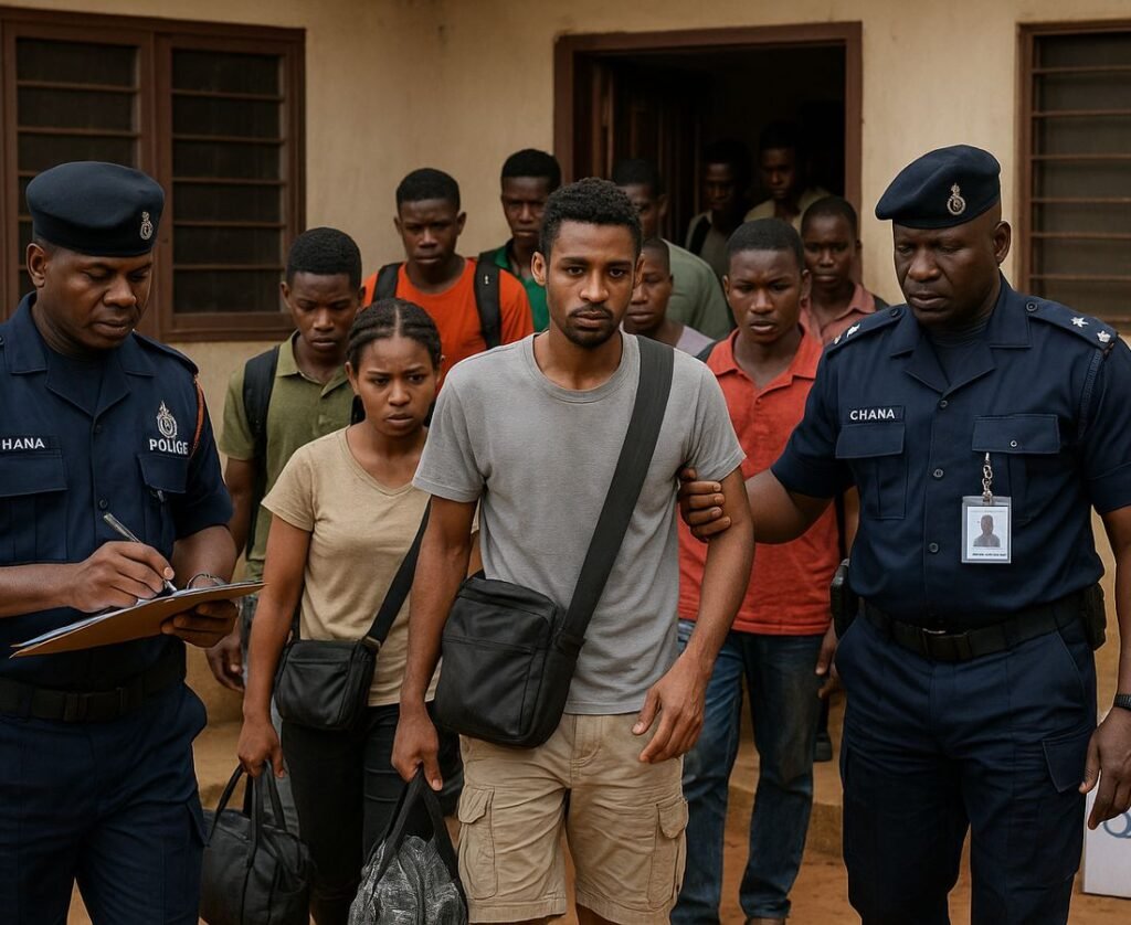 human trafficking victims at Ngleshie Amanfro during a tactical operation in Toptown.
