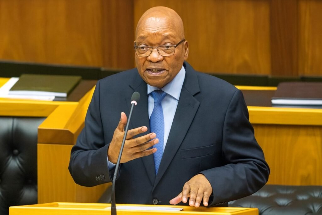 Africa Single Currency – Jacob Zuma delivers a speech on economic independence at a parliamentary session.