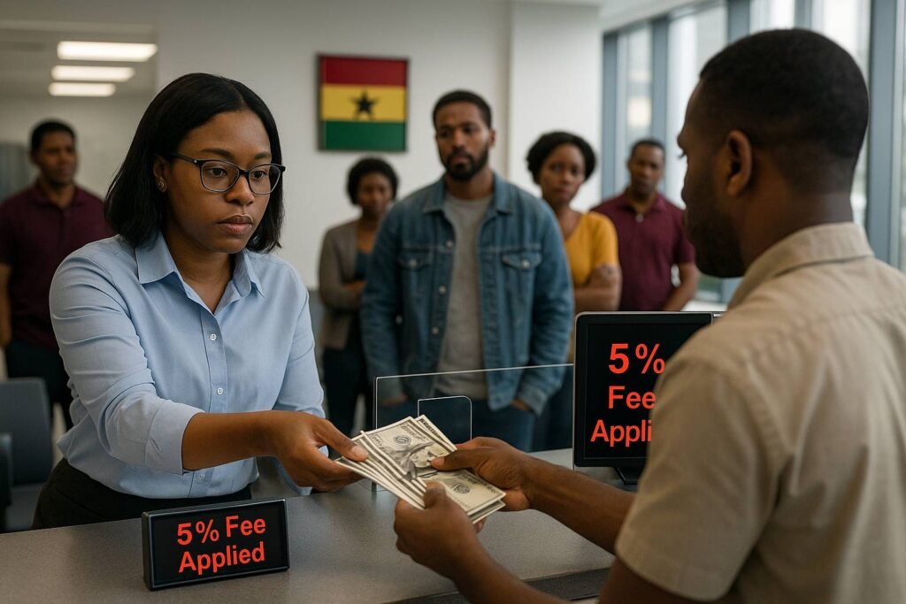 Banks 5% forex withdrawals fee applied at a Ghanaian bank as customers react to new BoG directive