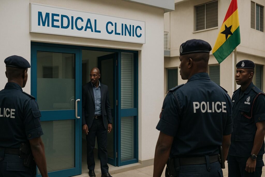 Quack Medical Practitioners arrest in Ghana as police secure a modern clinic in Accra during MDC crackdown.