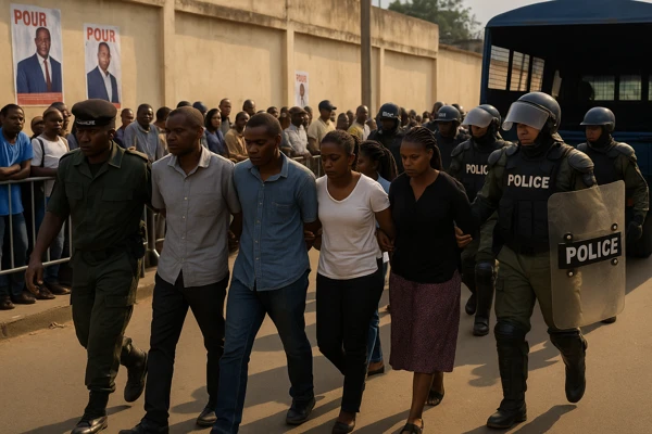 Cameroon Detains Opposition Figures as police escort arrested protesters in Yaoundé ahead of presidential results announcement.
