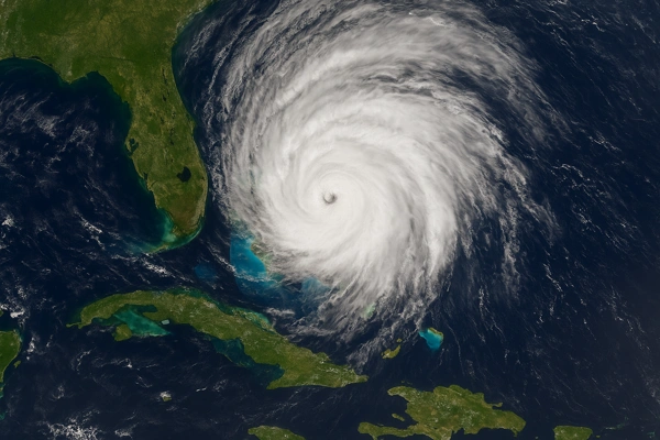Hurricane Melissa forming over the Caribbean Sea as it moves toward Bermuda.