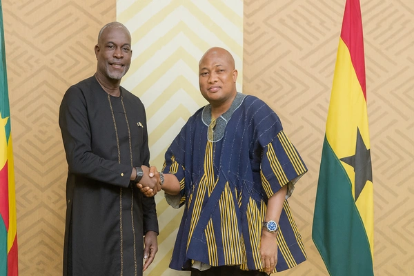 Ghana Grenada pact handshake between foreign ministers during official meeting in Accra