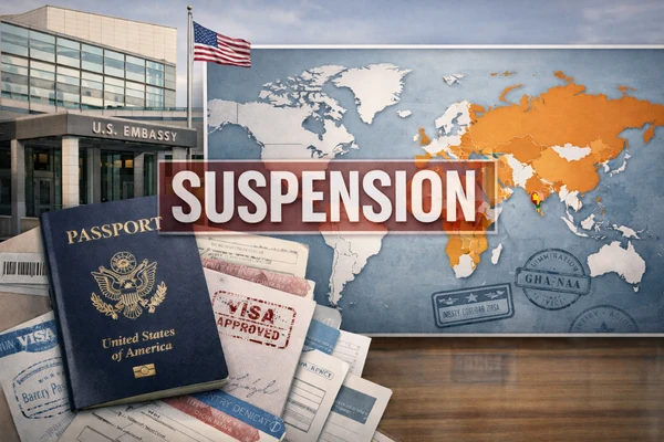 US visa processing suspension affecting 75 countries including Ghana