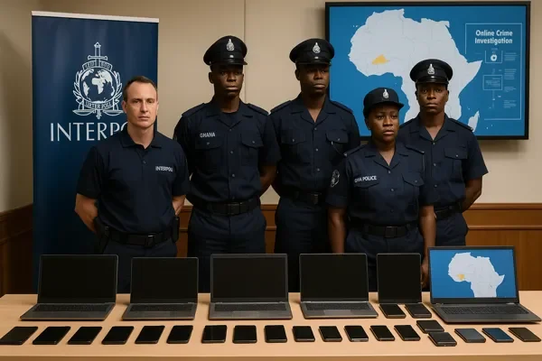 Interpol online scam arrests in Africa with 68 Ghanaians and seized devices