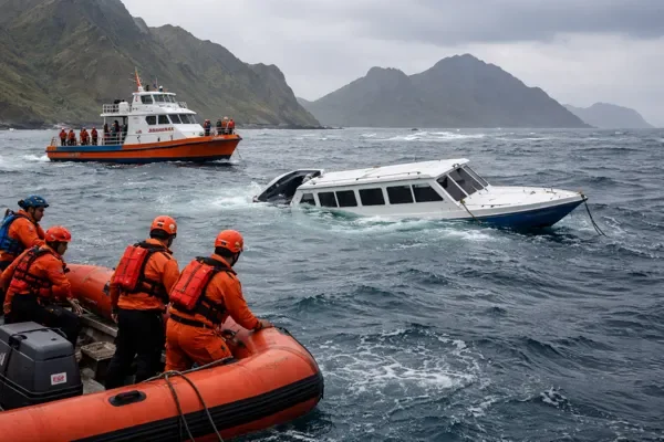 Valencia coach boat accident near Padar Island during Indonesian rescue operation