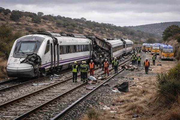 Spanish train crash rescue operation near Adamuz in southern Spain